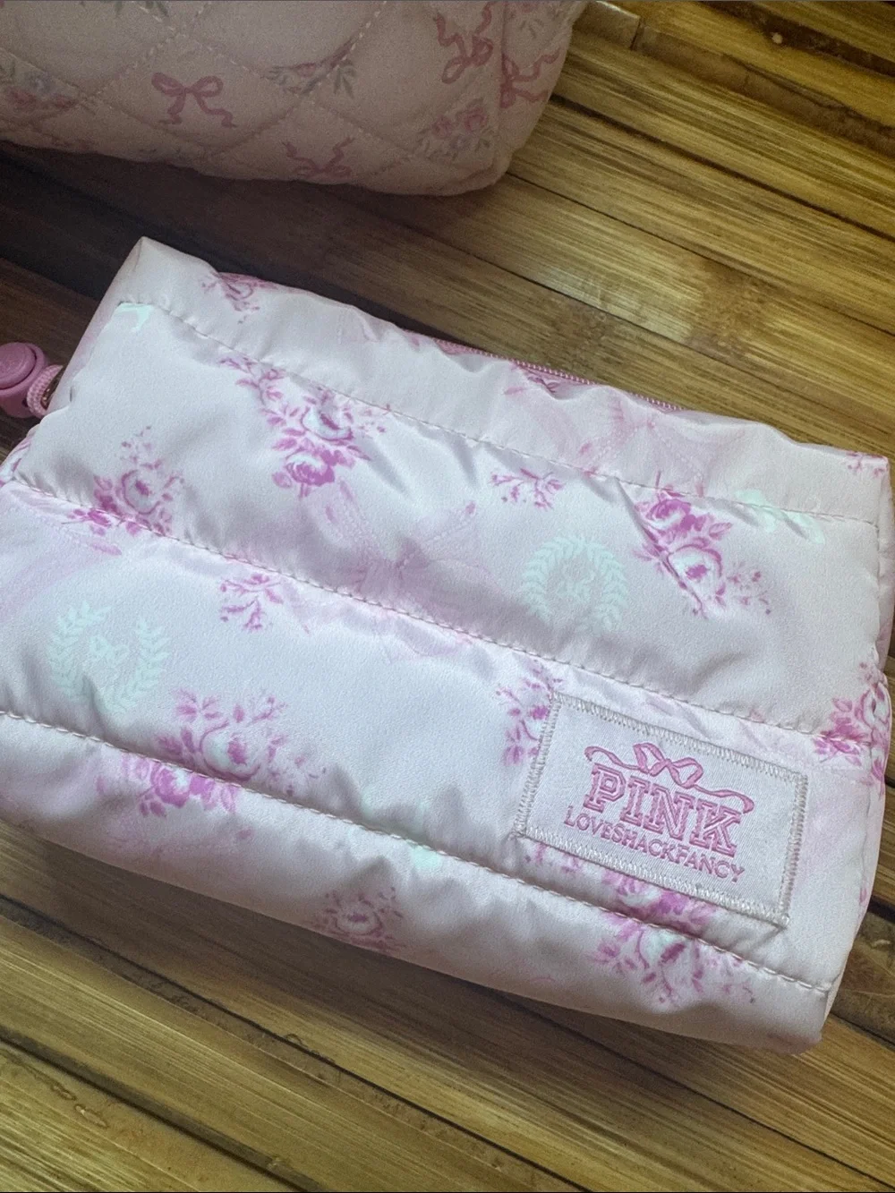 Set with PINK Victoria's Secret LoveShackFancy Quilted Pink Cosmetic Pouch